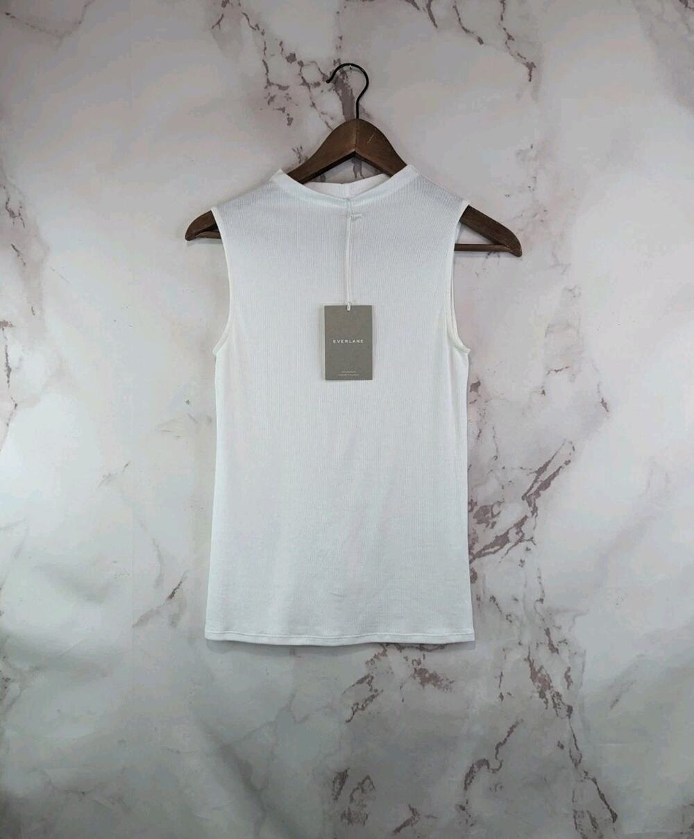 Everlane Tank Top Womens XS White The Pima Micro Rib Funnel Neck Supima Mock